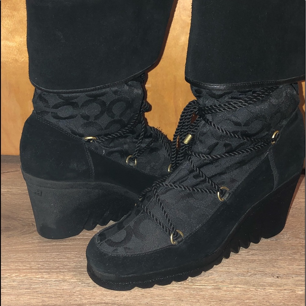 Coach Mixed Media Wedge Boots